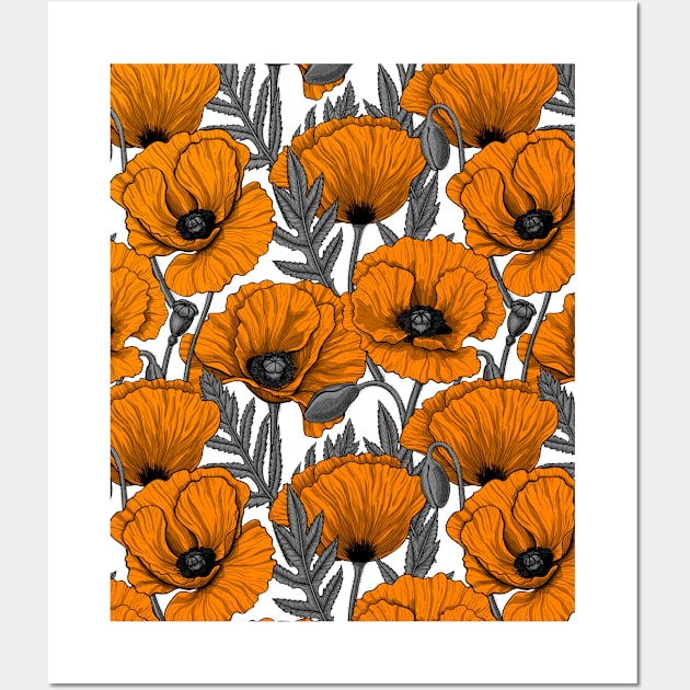 Orange poppy garden Wall Art by katerinamk